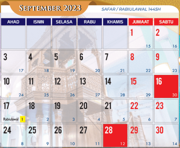 Kalendar Islam 2023 Tarikh Penting 1444 - 1445H Di Malaysia